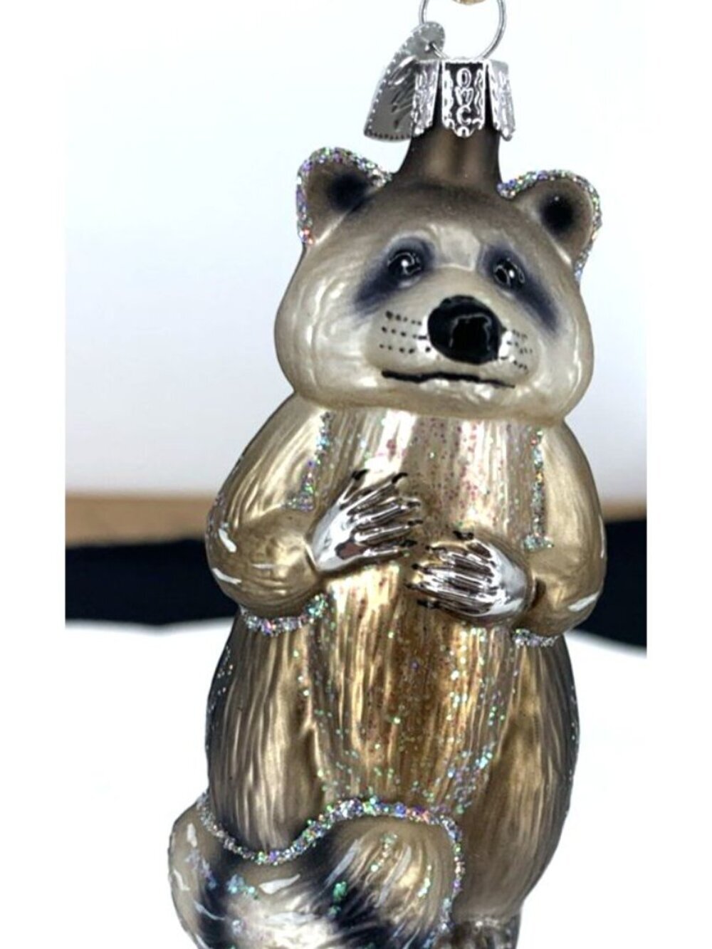 Old World Christmas Raccoon Glass Ornament 3.75"
